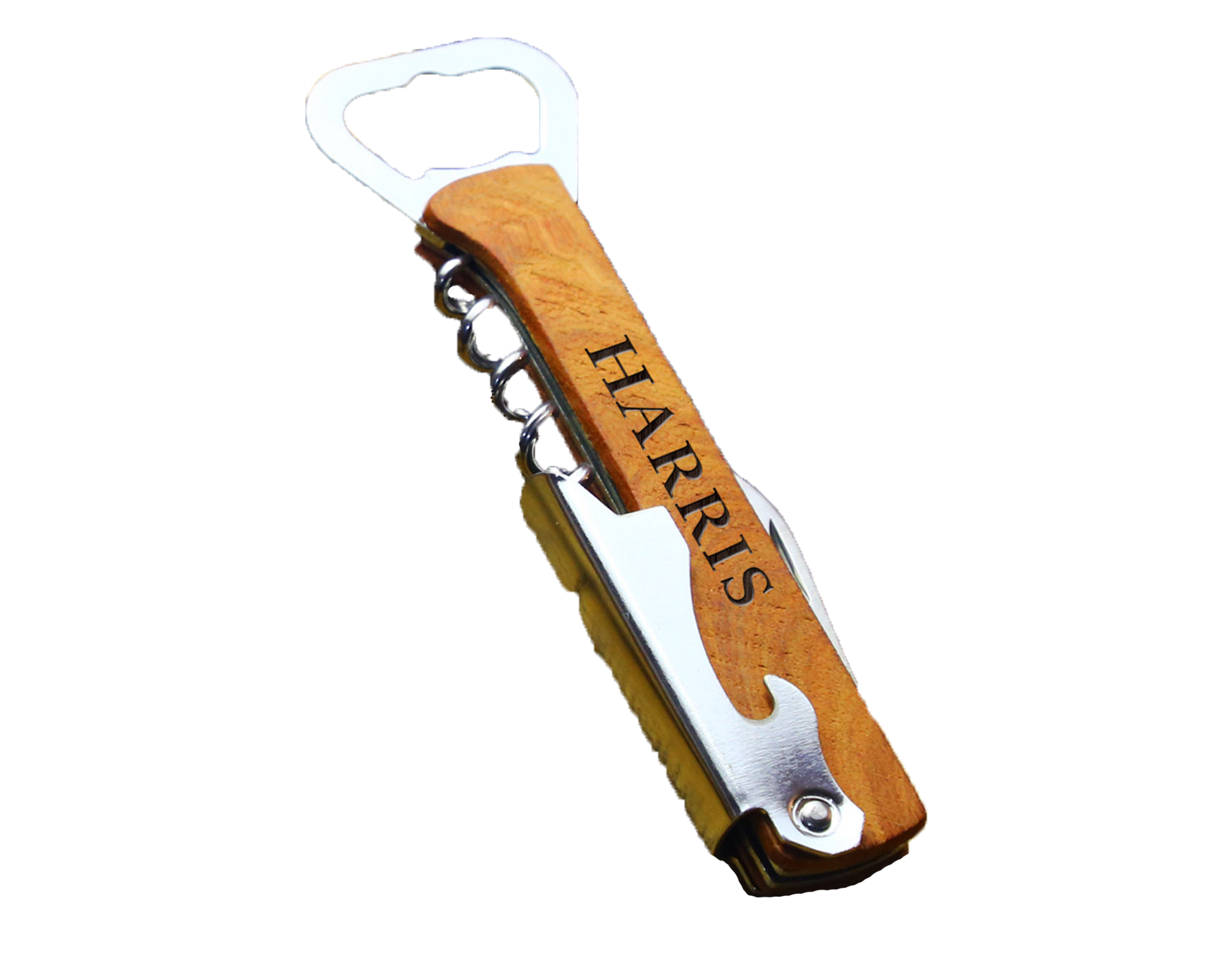 Customized Red Wine Corkscrew Opener, Engraved Beer Bottle Opener With Wood Handle, Men's Gift Engravedideas