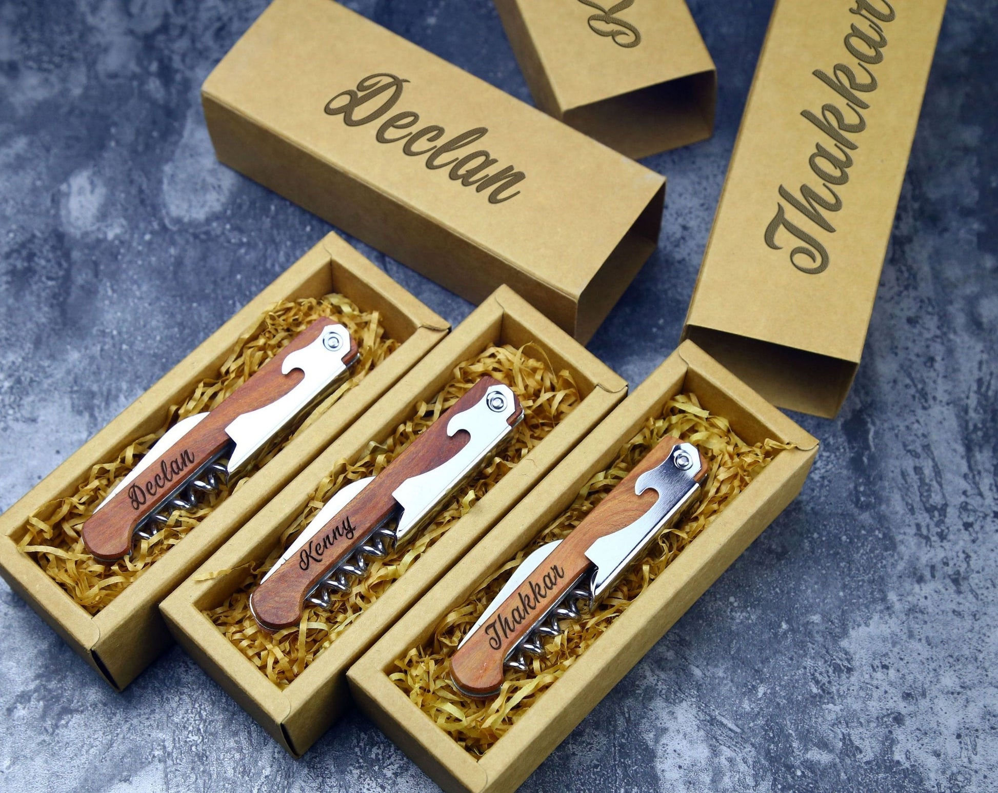 Personalized Wood Handle Corkscrew Opener, Custom Red Wine Opener Engravedideas