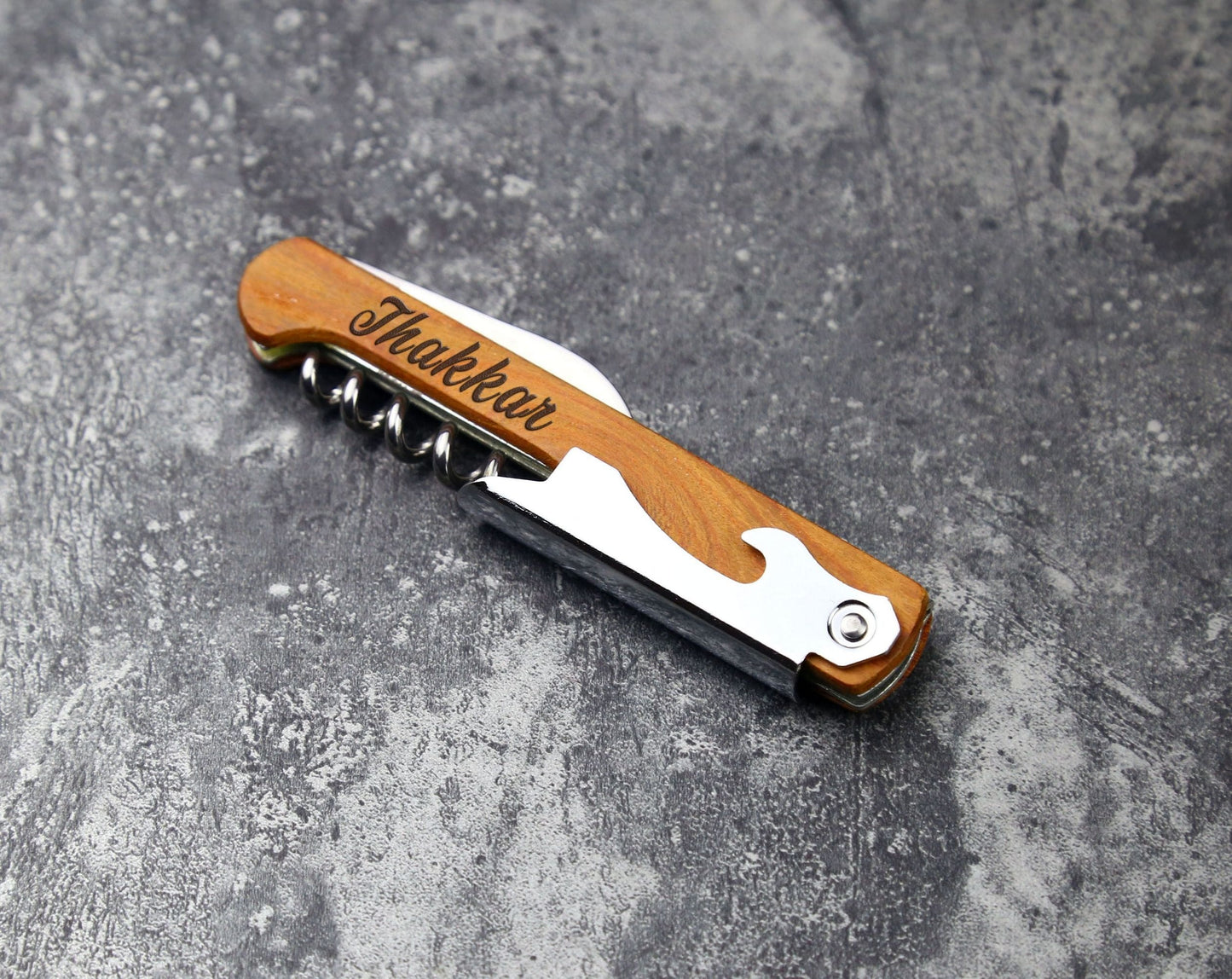 Personalized Wood Handle Corkscrew Opener, Custom Red Wine Opener Engravedideas