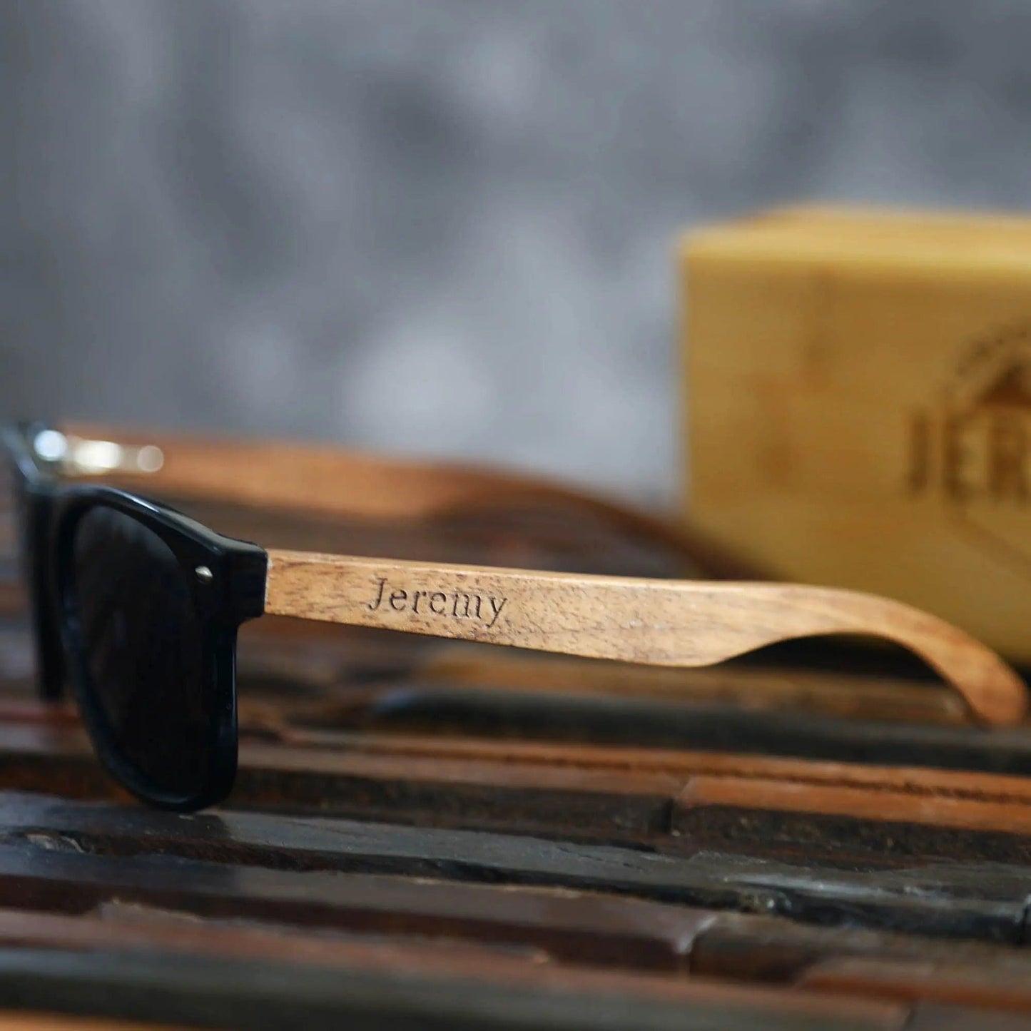 Custom Engraved Black Walnut Wood Sunglasses - Groomsmen sunglasses UniqueGiftProposal