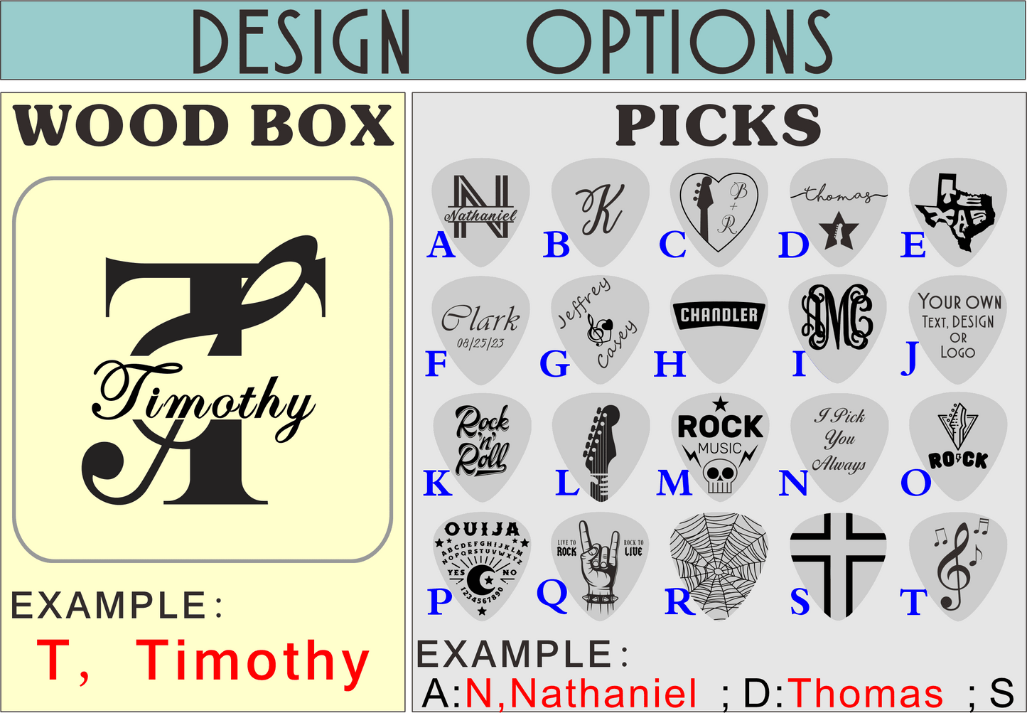 Personalized Wooden Plectrum with Case, Custom Guitar Pick Holder customizedgift