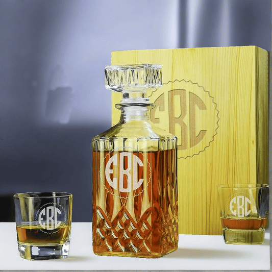 Groomsmen Gift, Personalized Engraved Glass Decanter Monogram GiftideaStutio