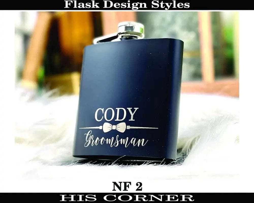 Personalized Black Hip Flask HisCorner