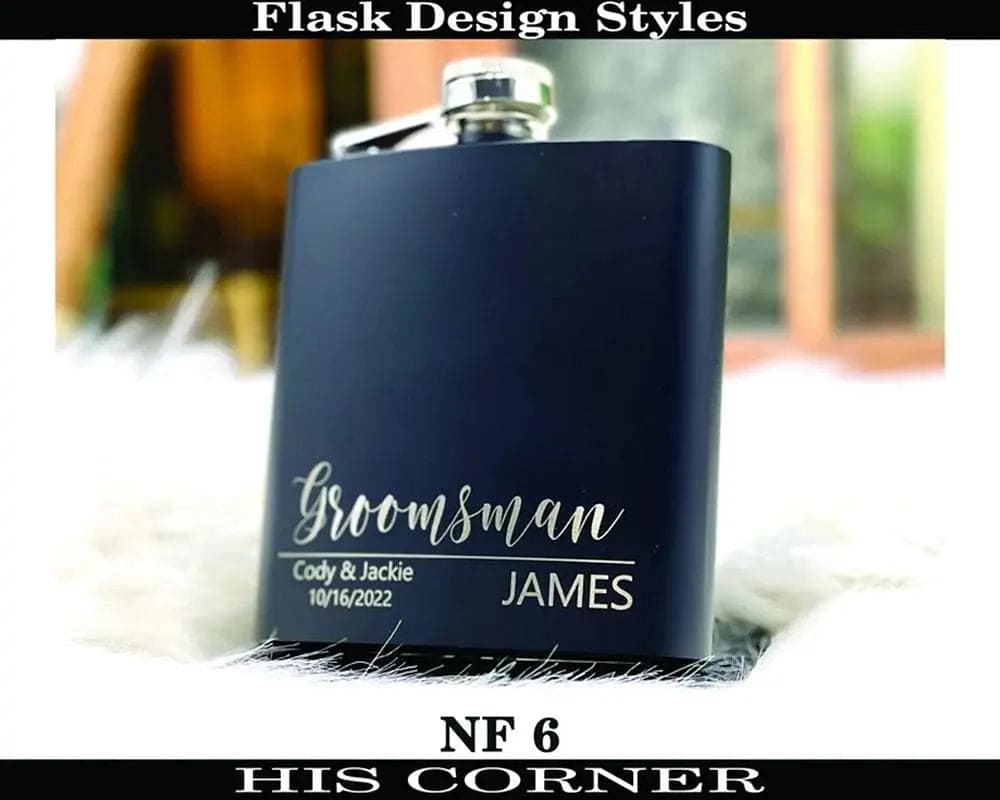 Personalized Black Hip Flask HisCorner