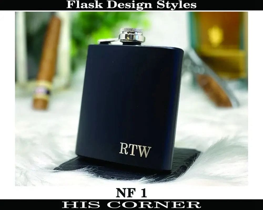 Personalized Black Hip Flask HisCorner