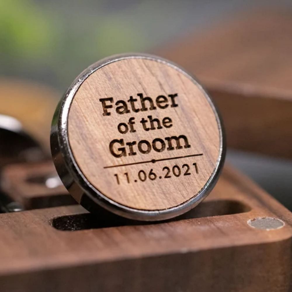 Personalized handcrafted set of walnut wood cuff OxAndBirch