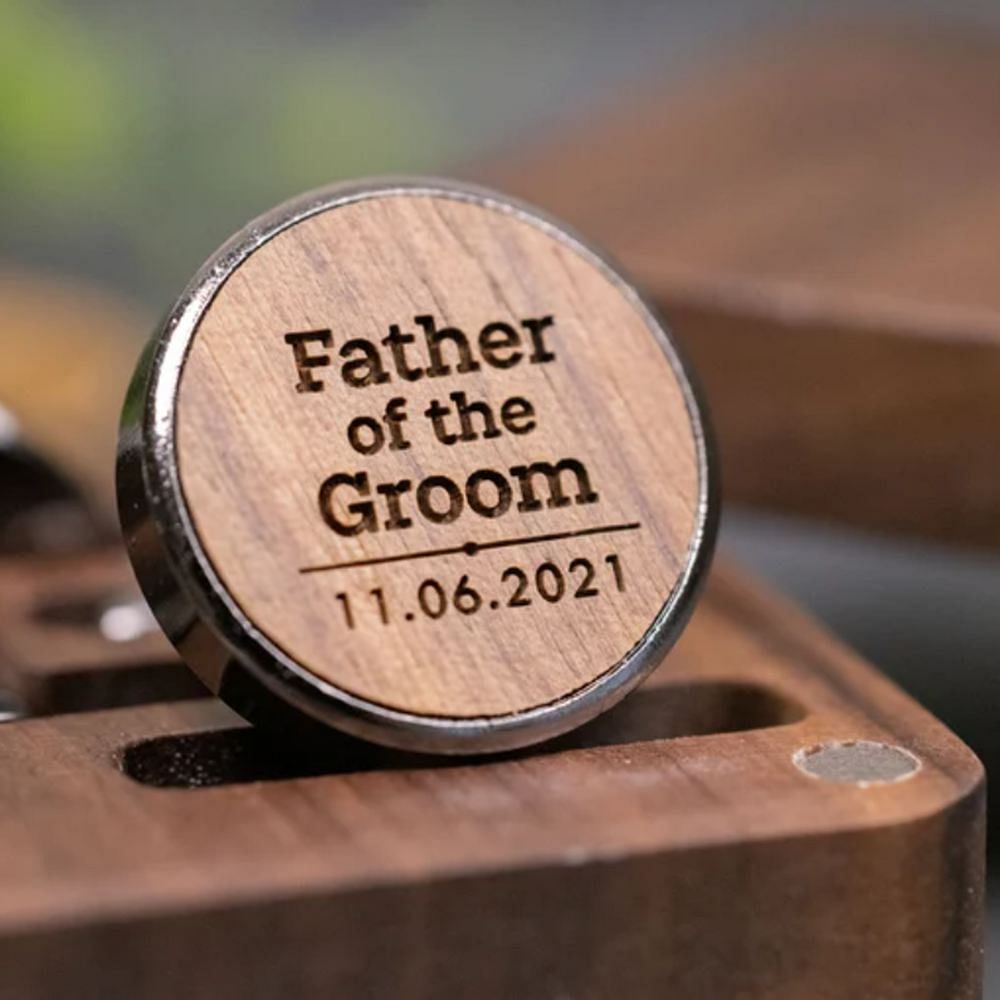 Personalized handcrafted set of walnut wood cuff OxAndBirch