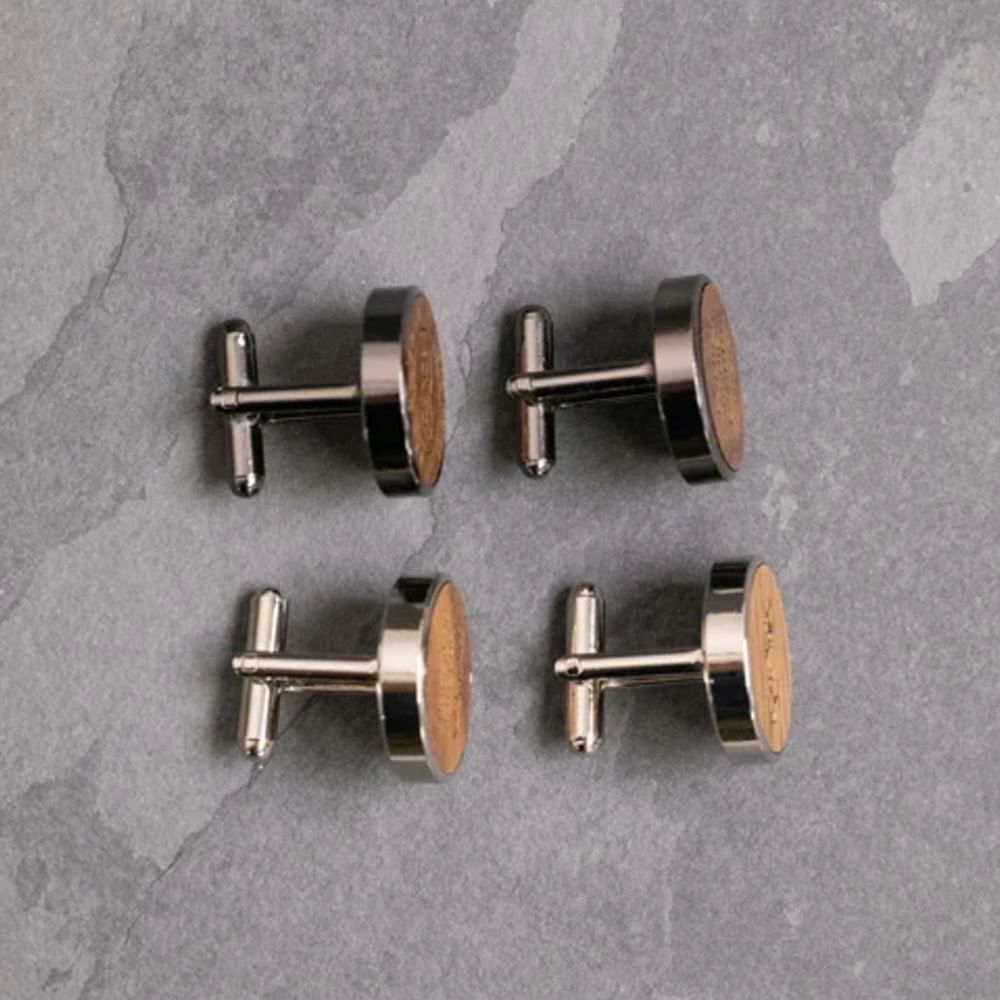 Personalized handcrafted set of walnut wood cuff OxAndBirch