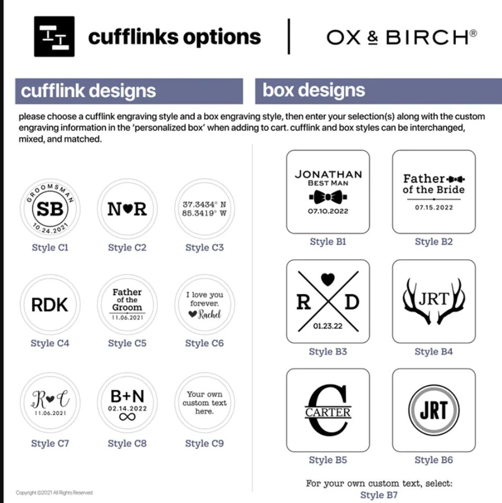 Personalized handcrafted set of walnut wood cuff OxAndBirch