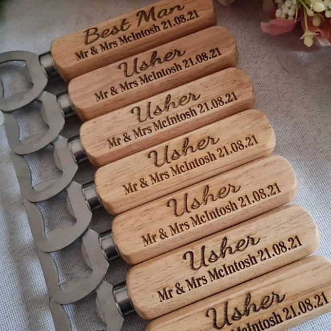 Personalized Wooden Handle Beer Opener StickumupukStore