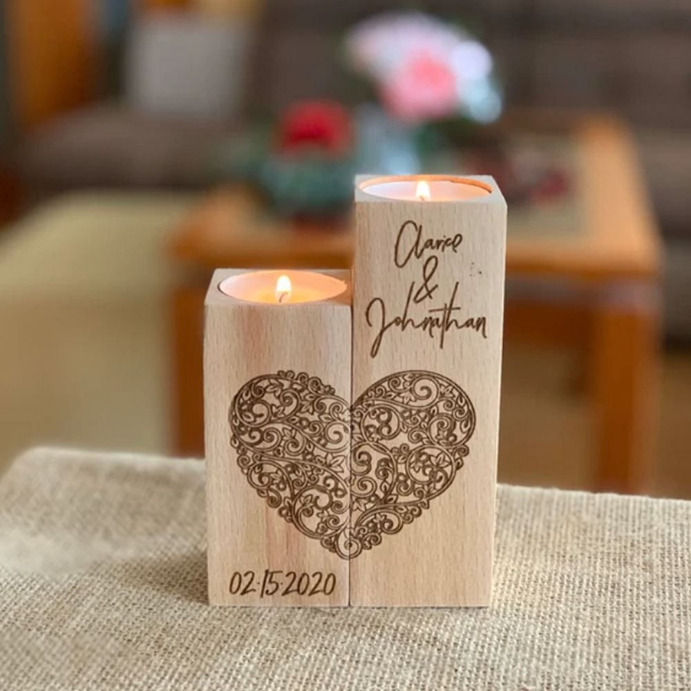 Personalized Wooden Candle Holder FranJohnsonHouse