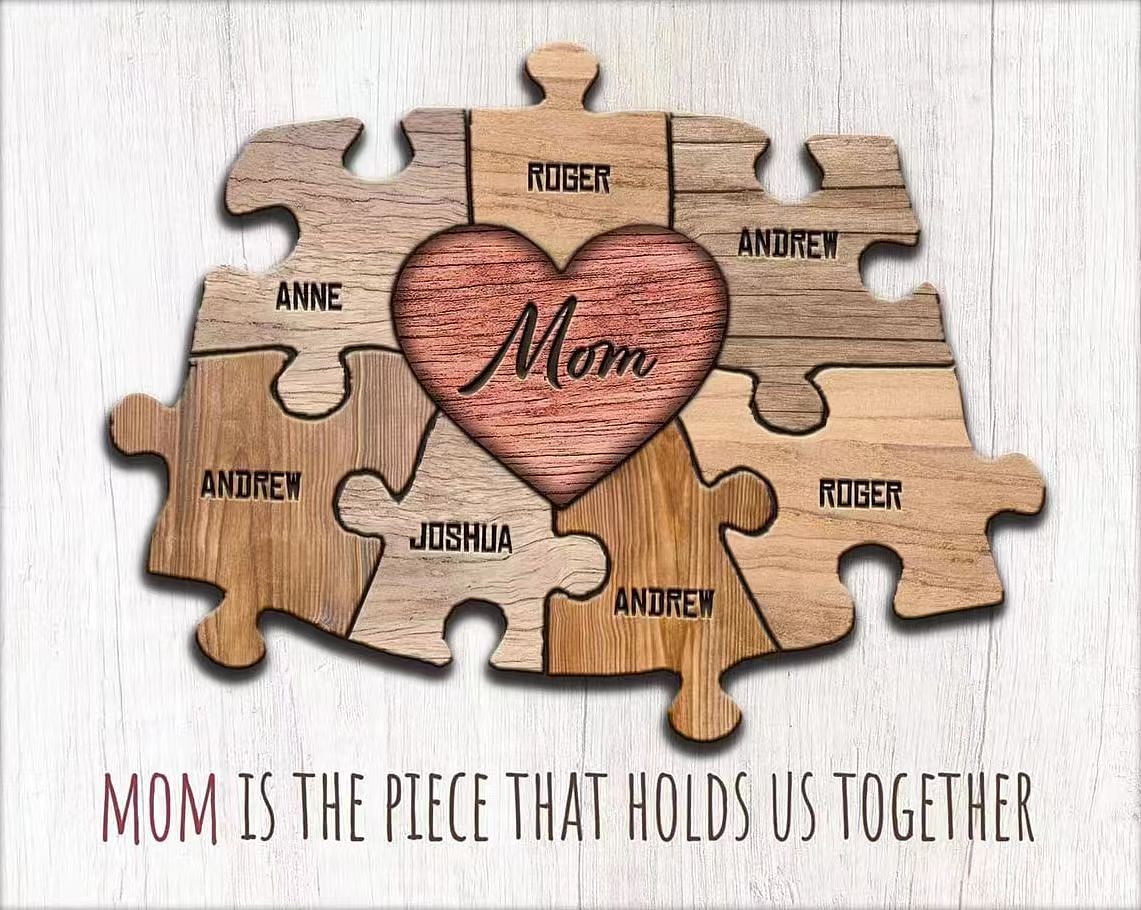 Mom & Children Heart Puzzle Print - Mother's Day gift customizedgift