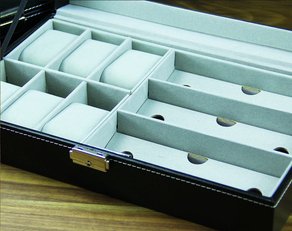 Groomsmen Gifts, Personalized Watch Box- 6 Watch-Slots and 3 Sunglasses-Slots GiftideaStutio