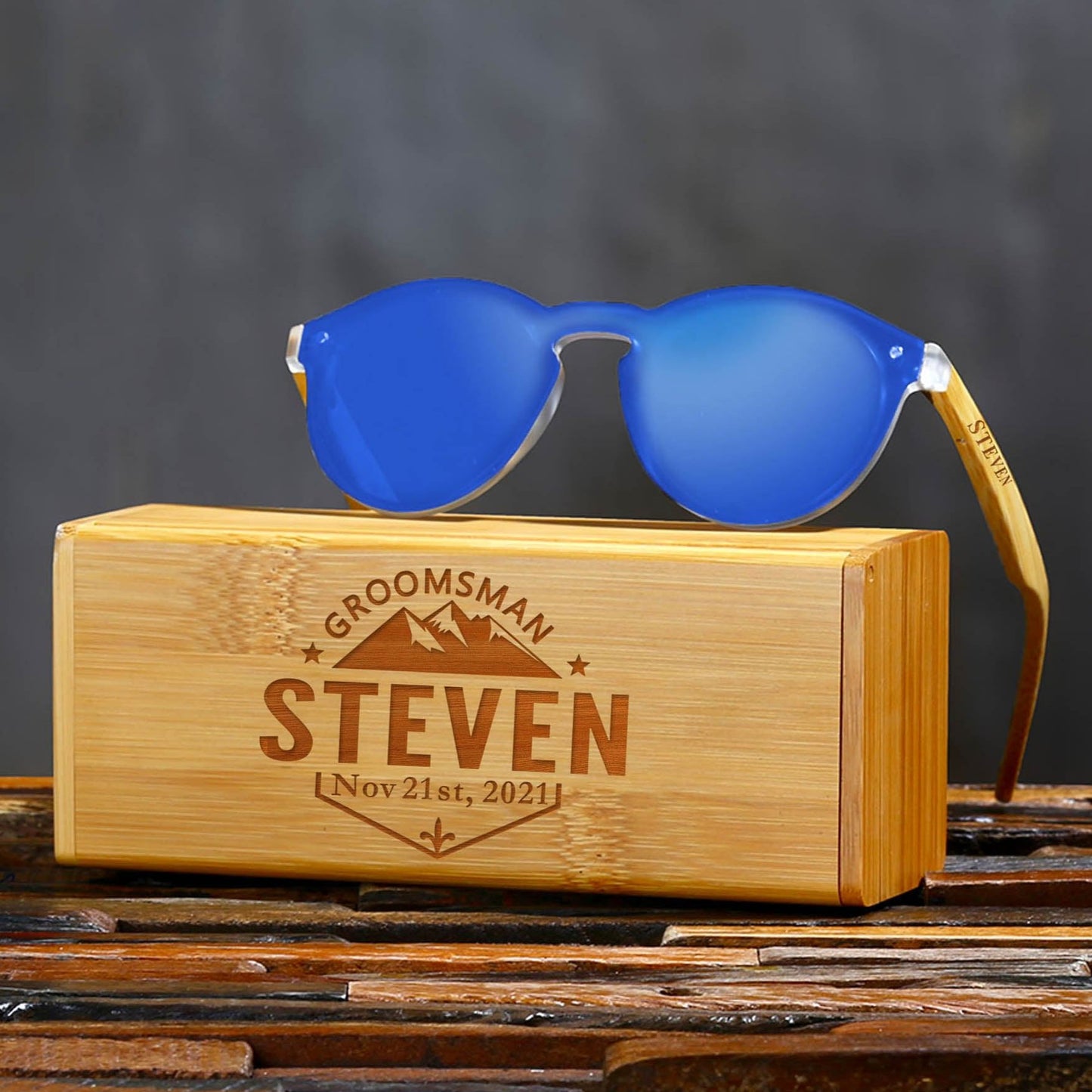 Groomsmen Gifts Personalized Sunglasses - Blue UniqueGiftProposal