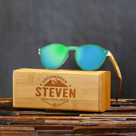 Groomsmen Gifts Personalized Sunglasses - Green UniqueGiftProposal