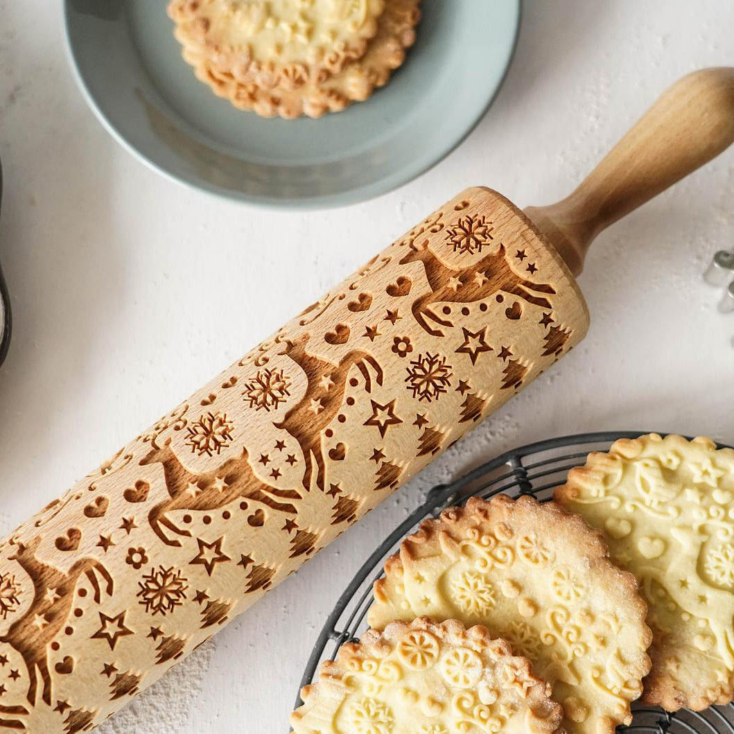Happy Deer - Embossing Rolling Pin CustomizedGift