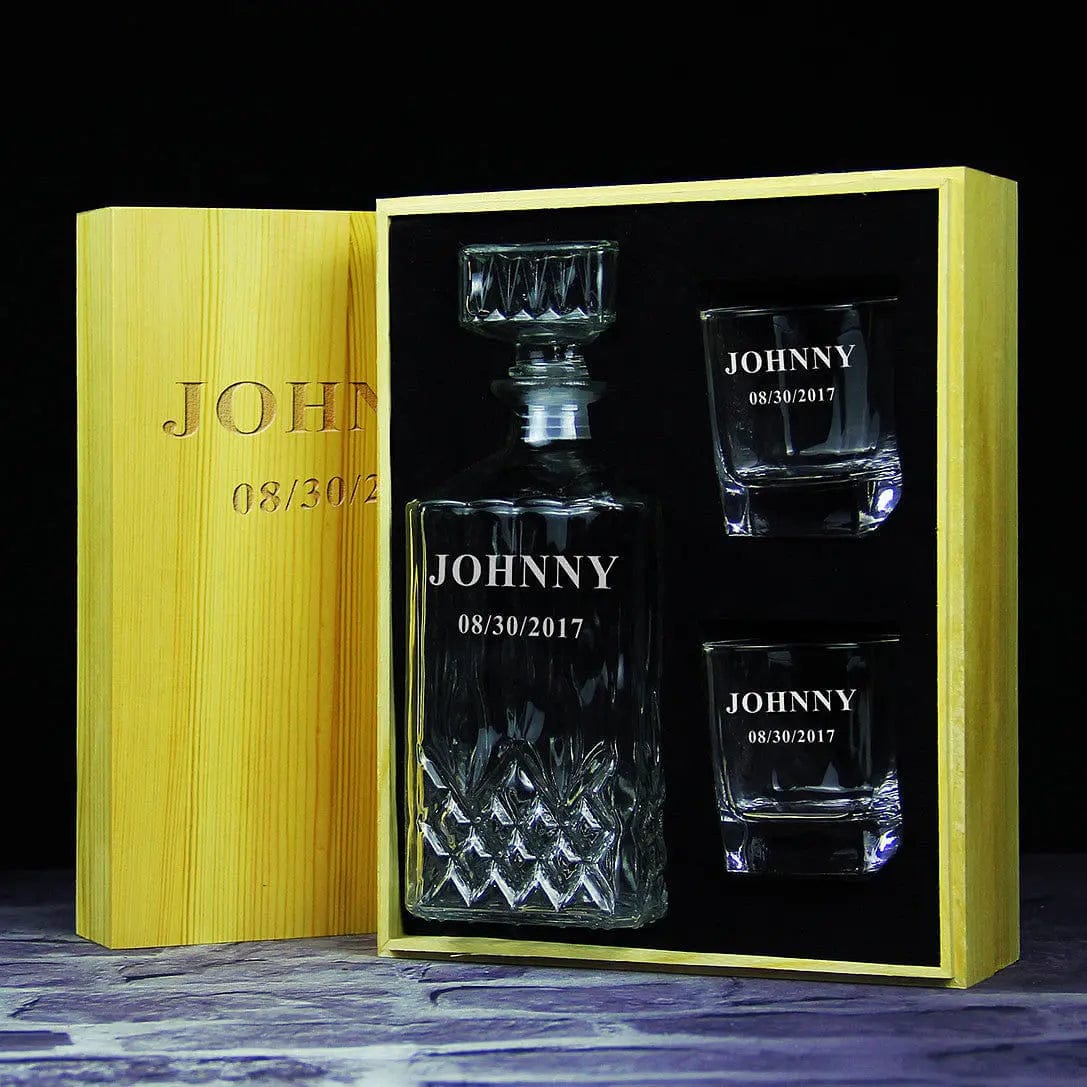 Groomsmen Gift SET Personalized Etched Decanter Gift GiftideaStutio
