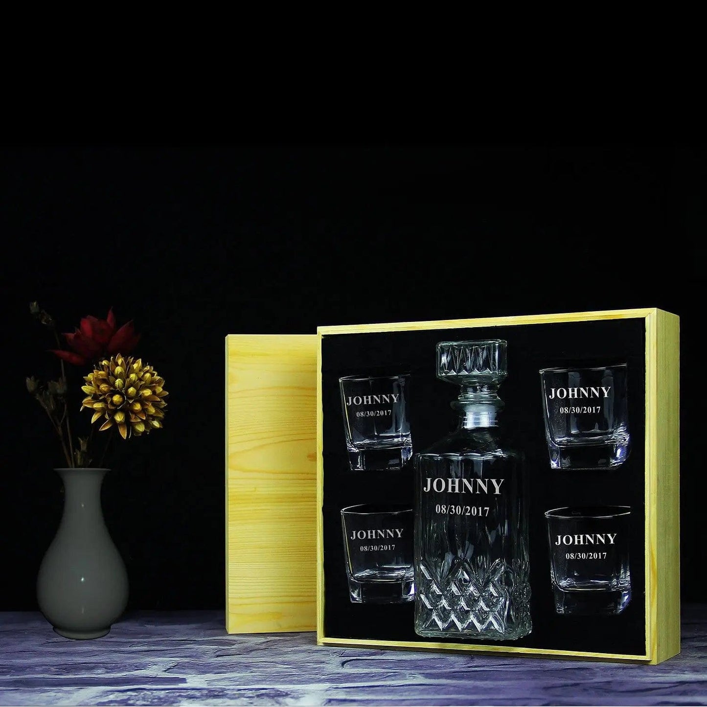 Groomsmen Gift SET Personalized Etched Decanter Gift GiftideaStutio