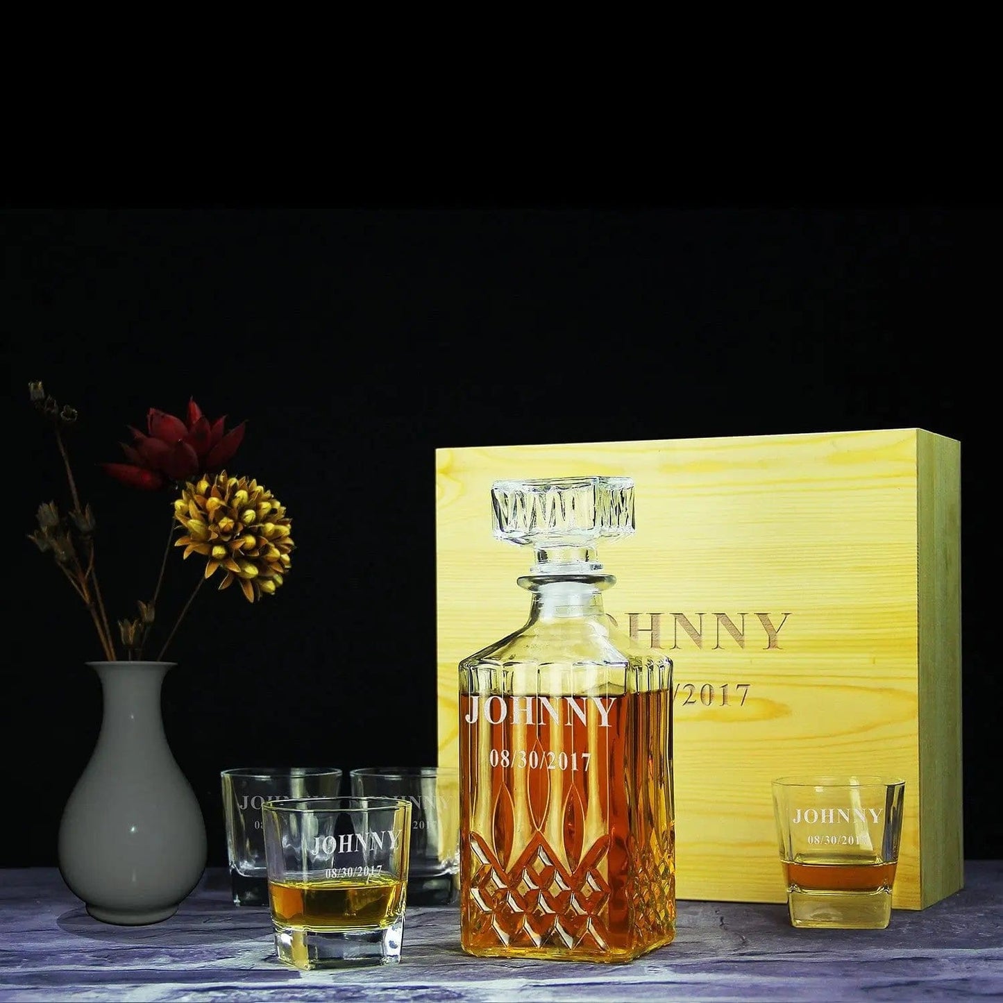 Groomsmen Gift SET Personalized Etched Decanter Gift GiftideaStutio