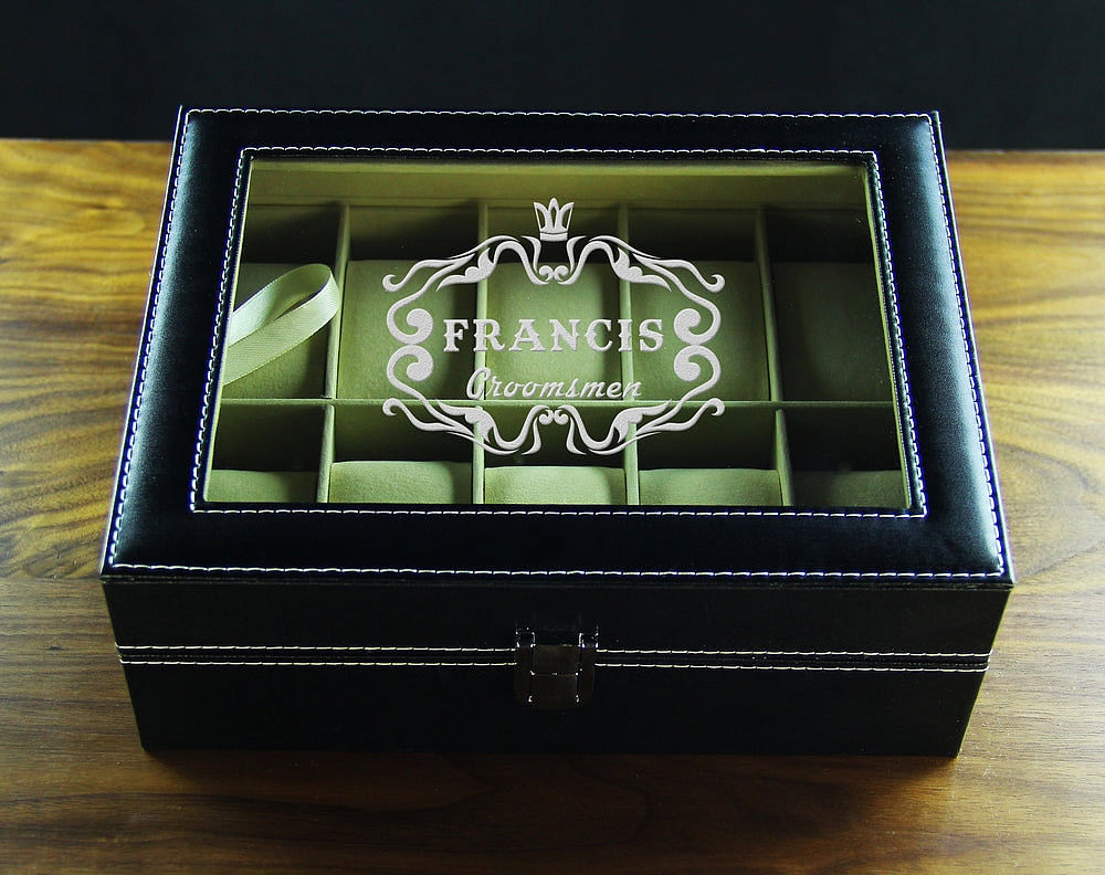 Groomsmen Gifts, Personalized Watch Box-10 Slots giftideastudio