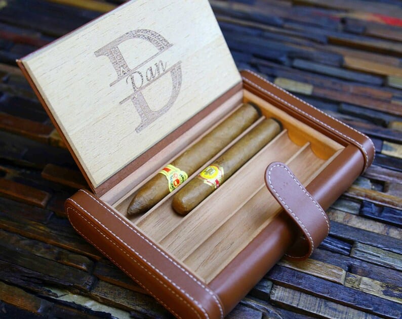 Personalized Spanish Cedar Cigar Humidor - Note Book Style UG