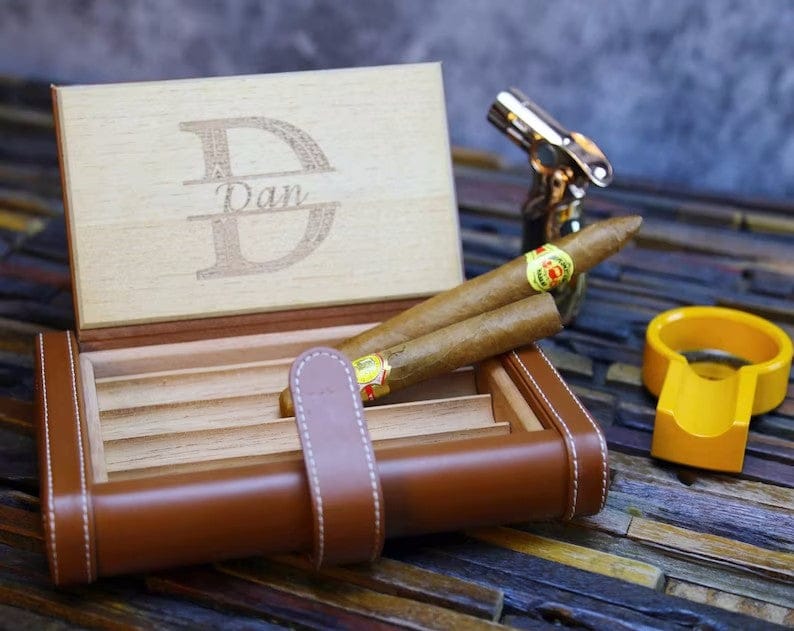 Personalized Spanish Cedar Cigar Humidor - Note Book Style UG