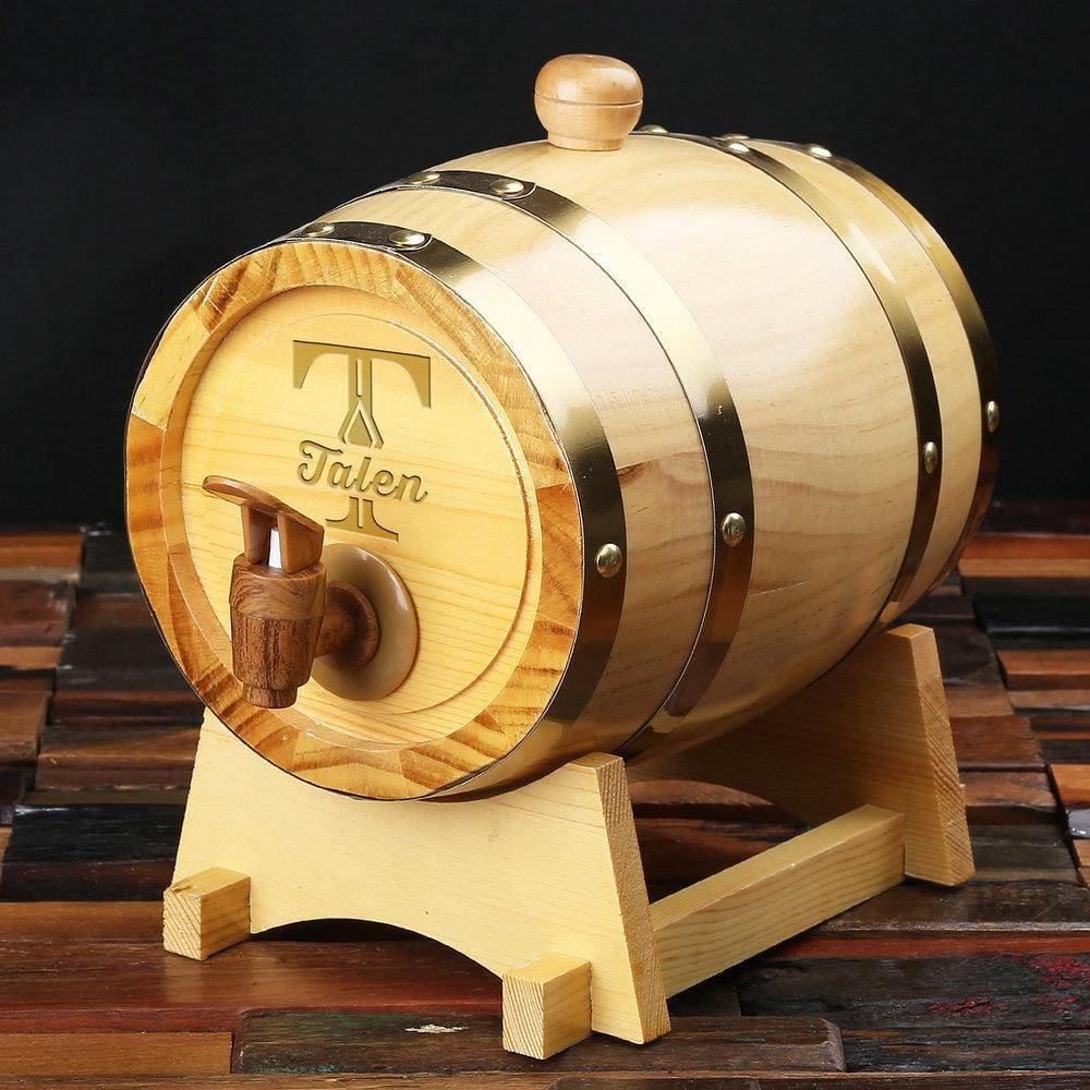 Groomsmen Gifts, Personalized Barrel - Natural Wood Engravedideas