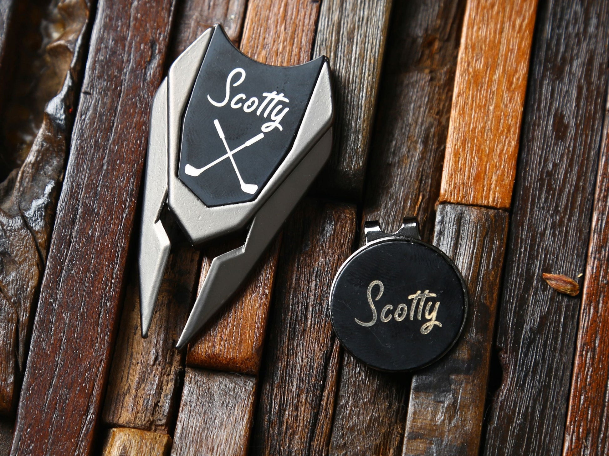 Personalized Golf Divot Tool Set with Wooden Box UniqueGiftProposal