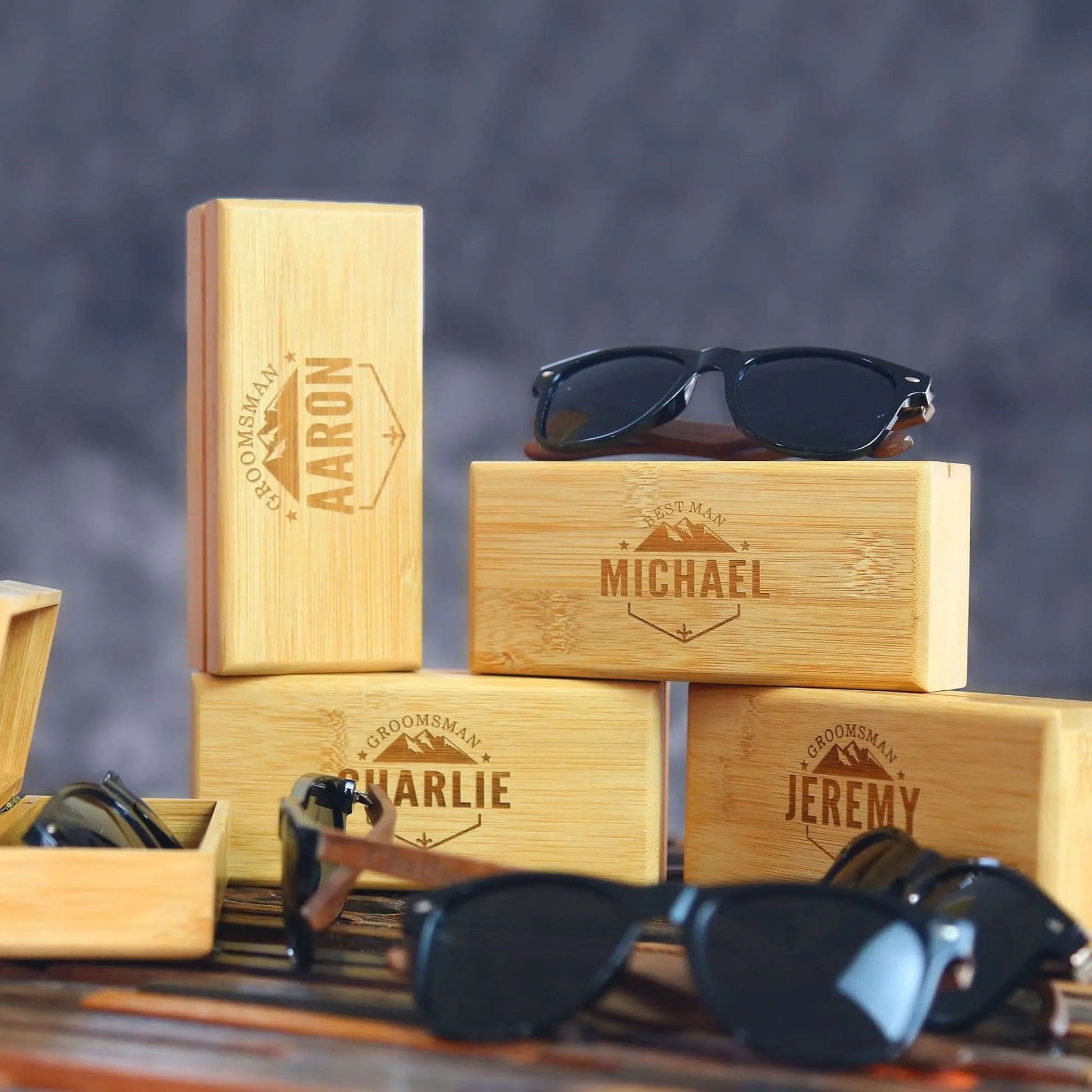 Personalized Wooden Sunglasses for Men, Groomsmen Gifts, Custom Sunglasses, Groomsmen Proposal, Wedding Gifts for Guys, Bachelor Party Gift Father