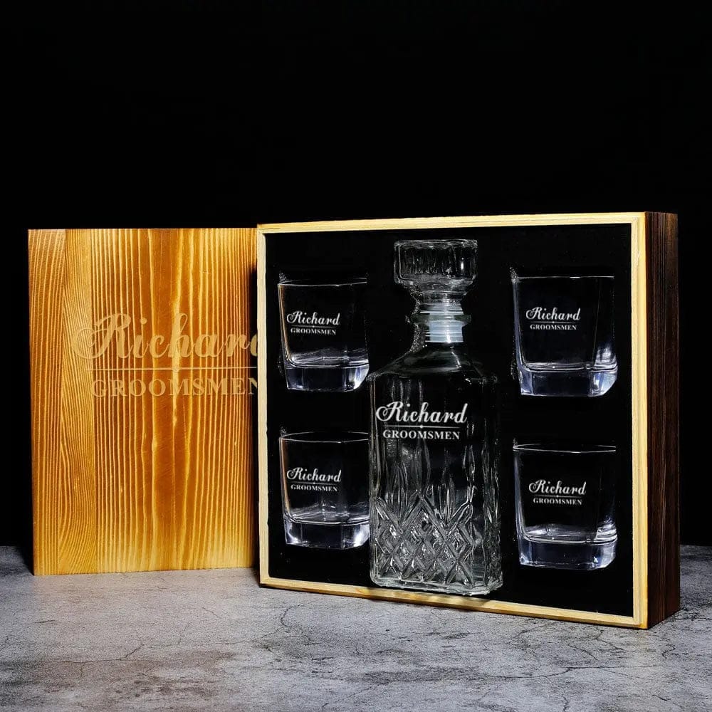 Groomsmen Gifts, Personalized Whiskey Decanter Set GiftideaStutio