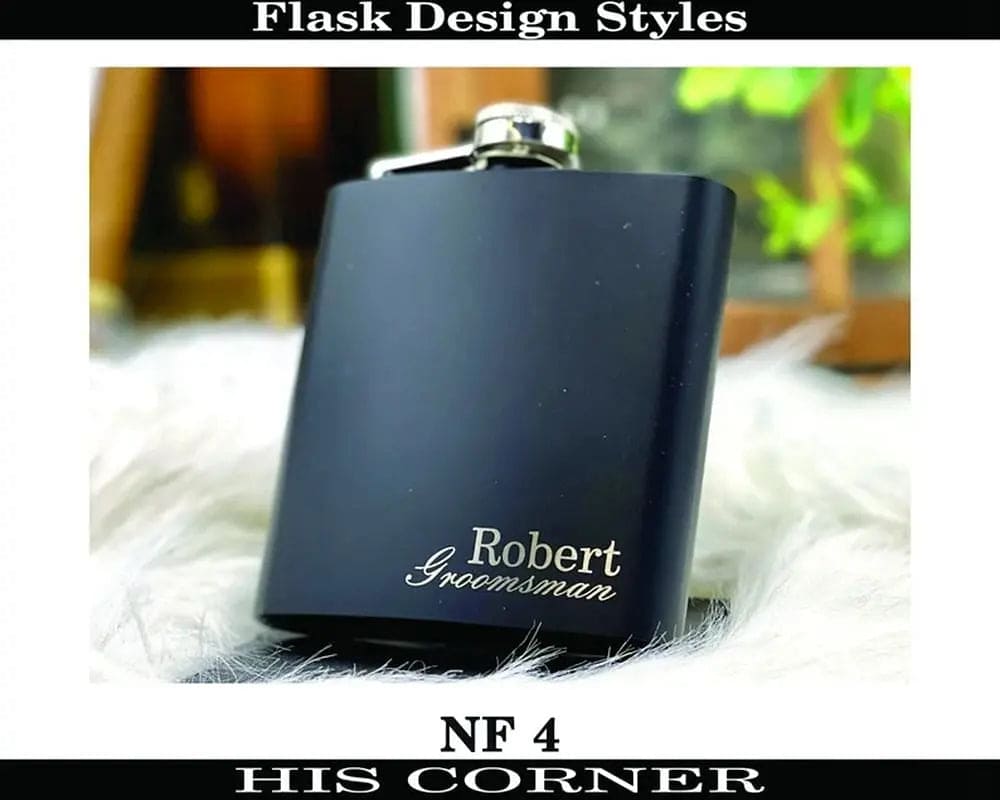 Personalized Black Hip Flask HisCorner