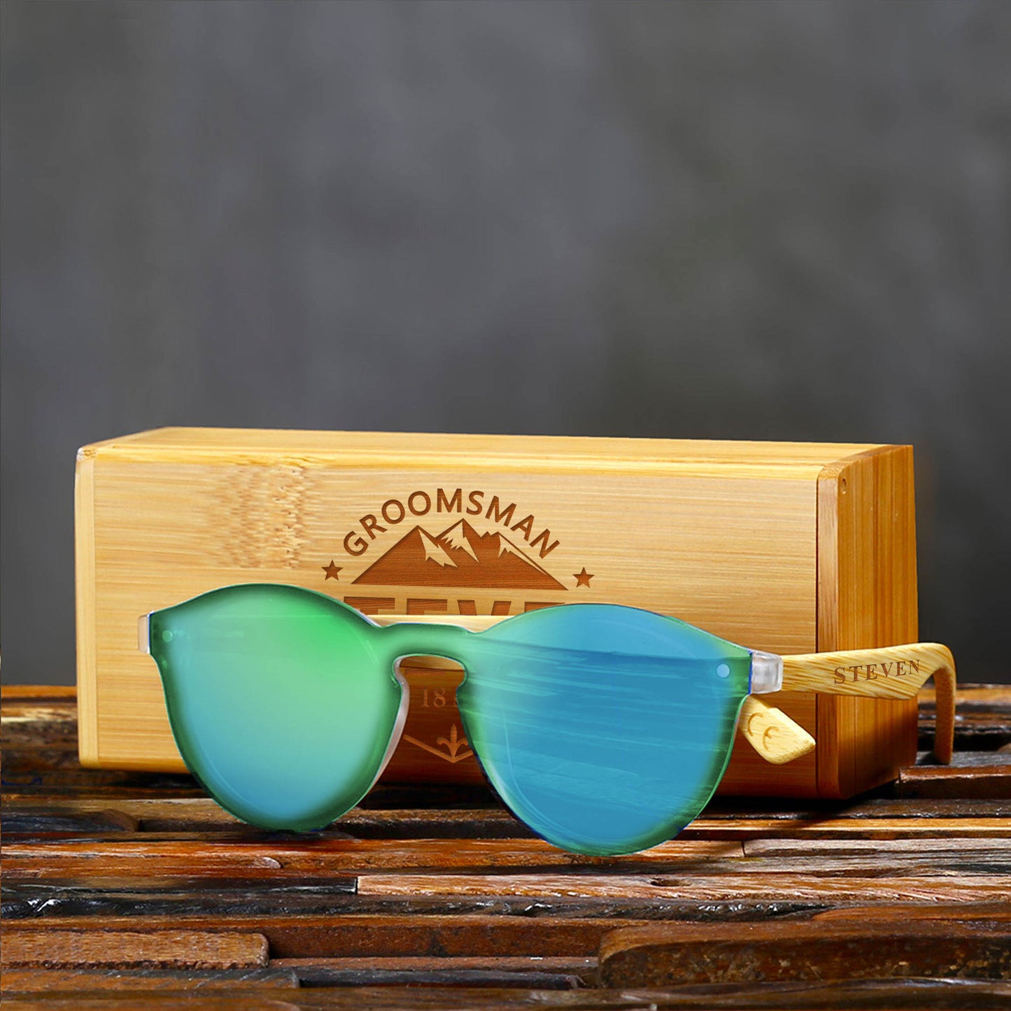 Groomsmen Gifts Personalized Sunglasses - Green UniqueGiftProposal