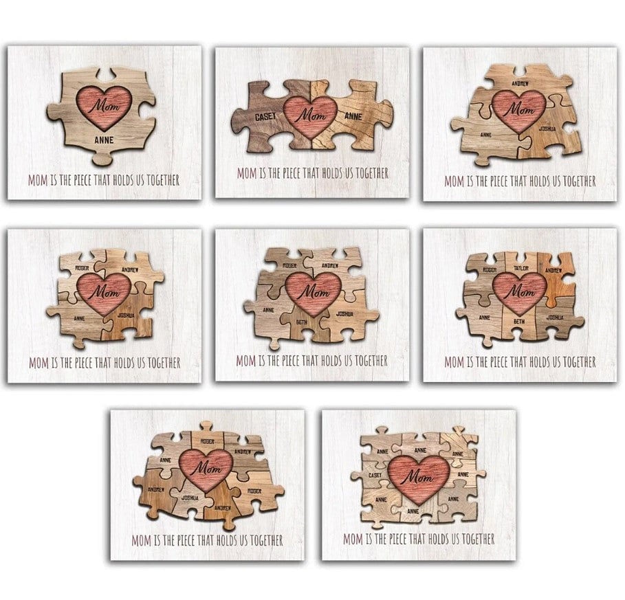 Mom & Children Heart Puzzle Print - Mother's Day gift customizedgift