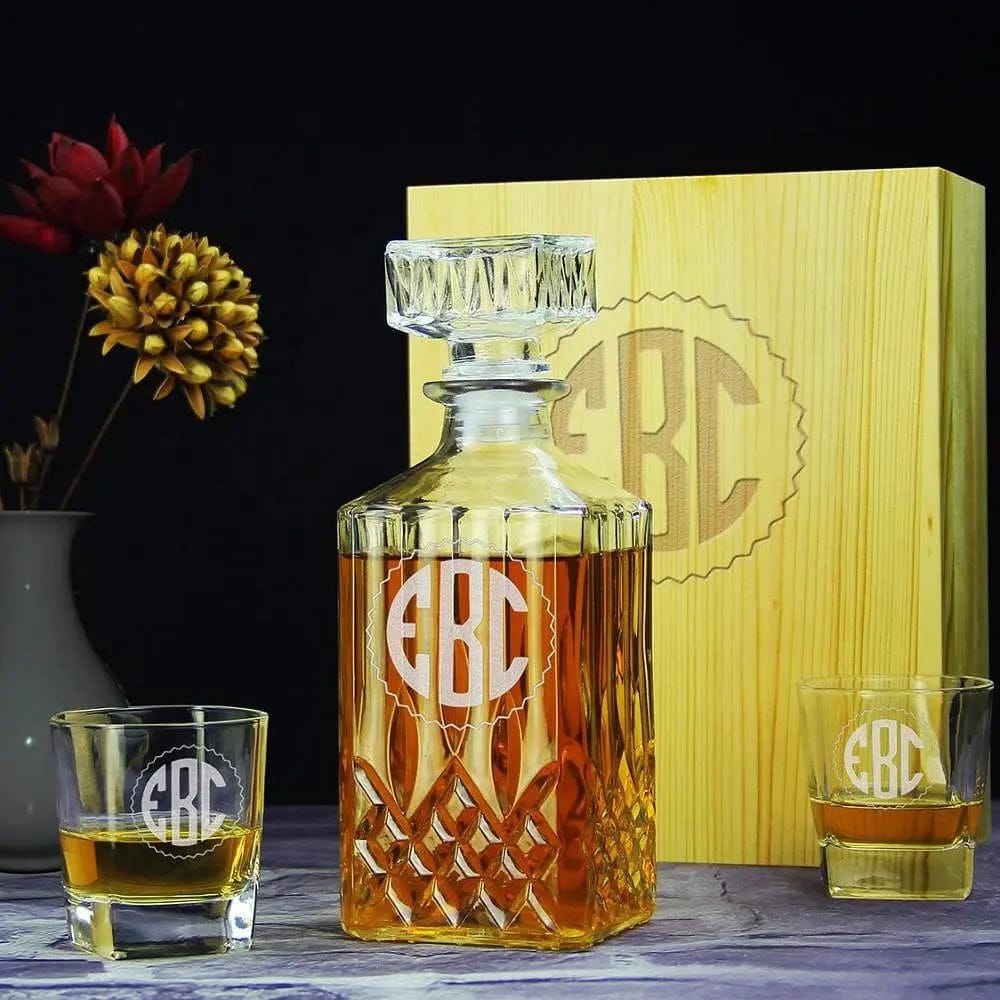 Groomsmen Gift, Personalized Engraved Glass Decanter Monogram GiftideaStutio