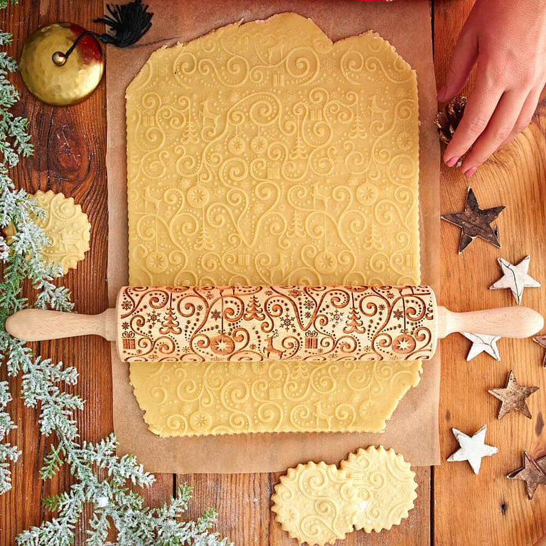 Christmas Pattern - Embossing Rolling Pin CustomizedGift