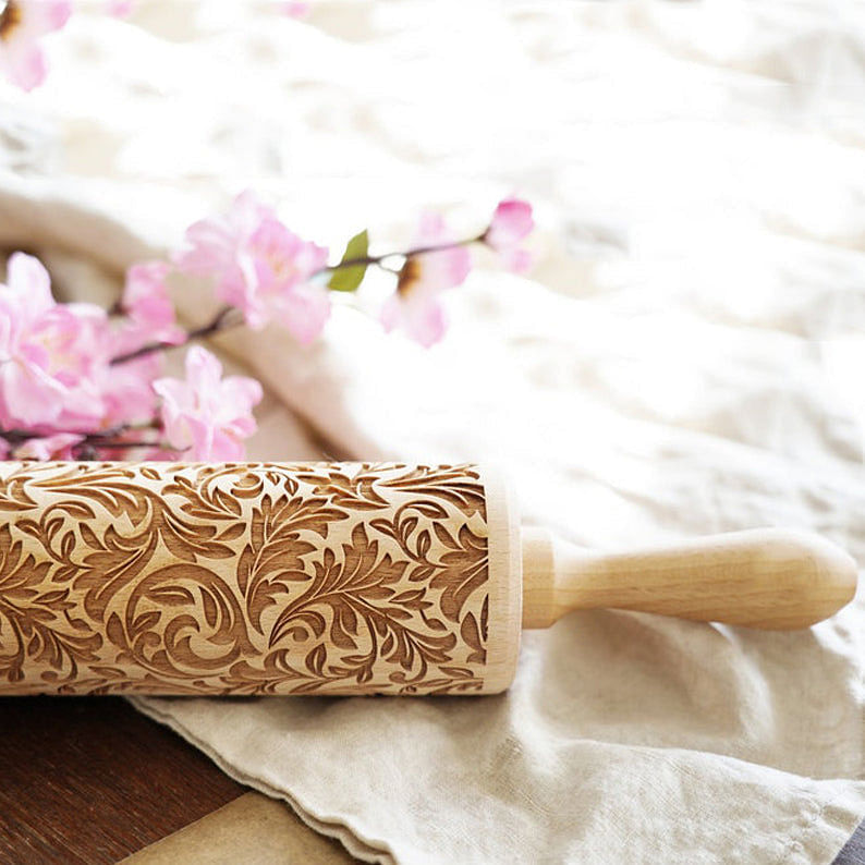 Floral Traditional - Embossing Rolling Pin CustomizedGift